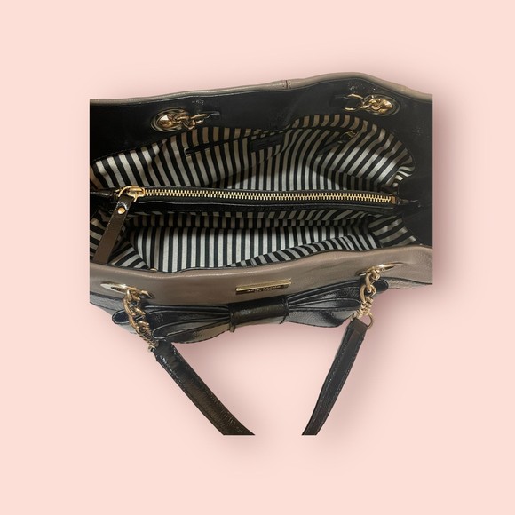 Kate Spade Bohochic‎  Elena Gray Black W/ Bowtie Bag Vintage Purse - Picture 5 of 7